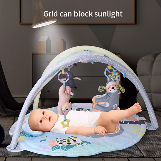 Tapis de jeu pour activités en bas âge, jouet éducatif précoce, fonction musique et lumière, gymnastique douce pour bébé avec 20 balles de mer, tapis de jeu pour bébé